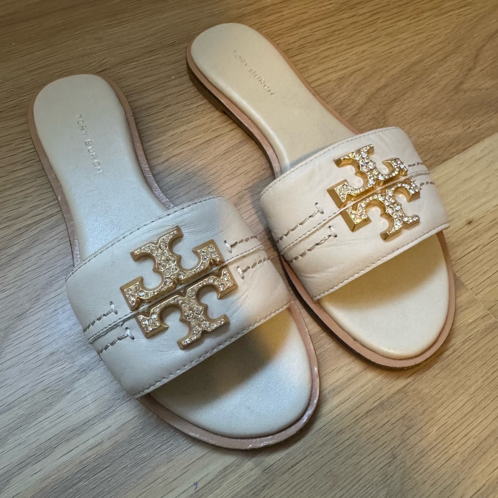 Tory Burch Everly Crystal Slide, Ivory , LIMITED EDITION